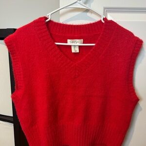 Jessica Simpson Red V-Neck Sweater Vest